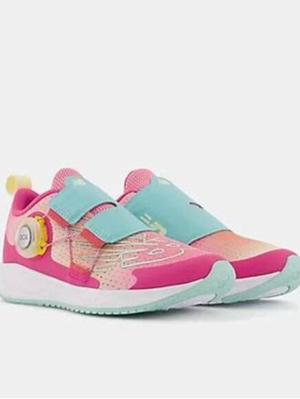 Size 11 Girls New Balance Kids Sneakers - Pink & Aqua Accent
